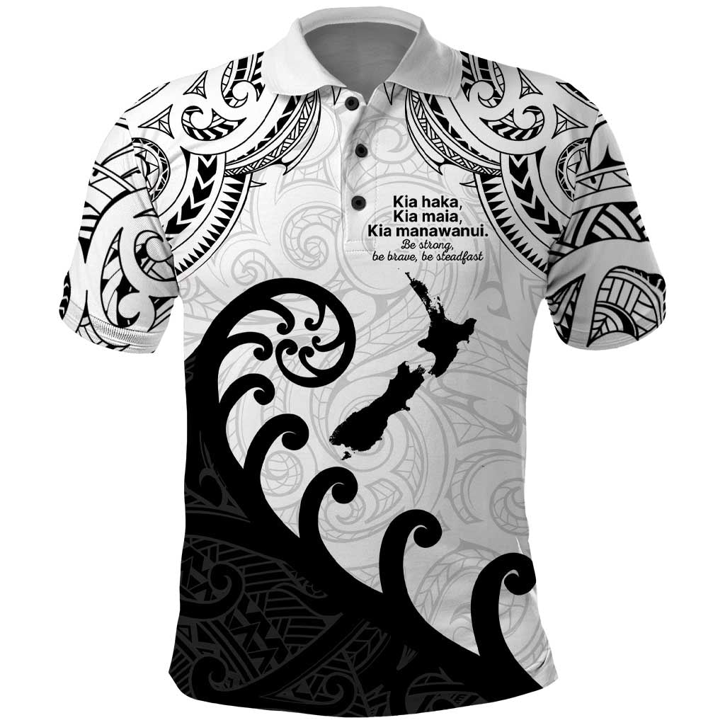 Kia Haka Maori language Polo Shirt Te Reo Maori Inspired Art LT9 white - Polynesian Pride