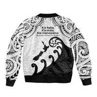 Kia Haka Maori language Sleeve Zip Bomber Jacket Te Reo Maori Inspired Art LT9 - Polynesian Pride