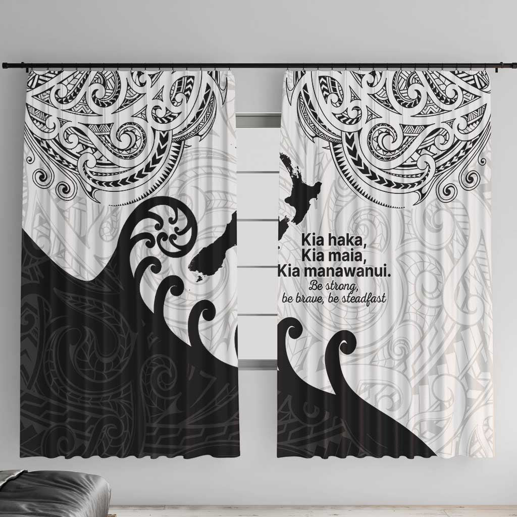 Kia Haka Maori language Window Curtain Te Reo Maori Inspired Art LT9 With Hooks white - Polynesian Pride
