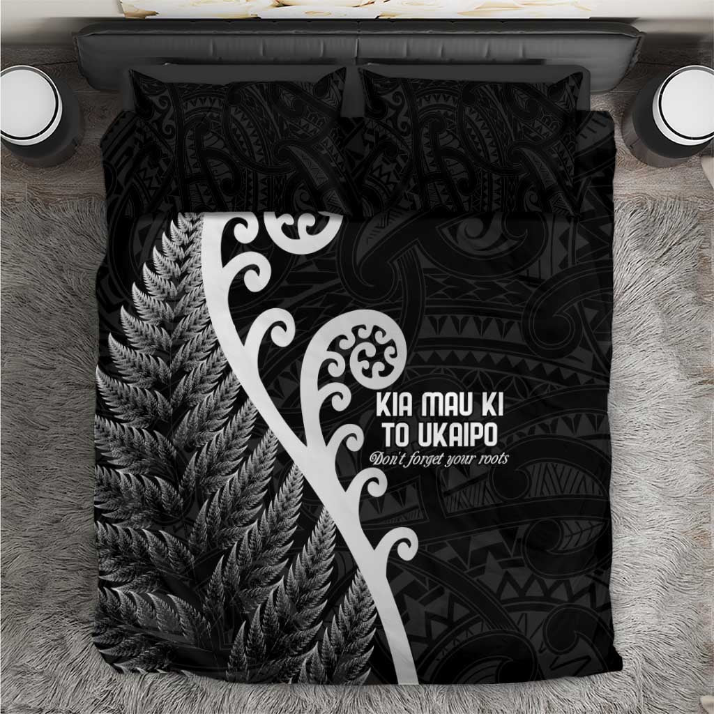 Kia Mau Ki To Ukaipo Bedding Set Te Reo Maori Koru Fern Art LT9 Black - Polynesian Pride