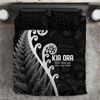 Kia Ora Maori Language Bedding Set Te Reo Maori Koru Fern Art LT9 Black - Polynesian Pride
