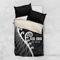 Kia Ora Maori Language Bedding Set Te Reo Maori Koru Fern Art LT9 US Twin 172cm x 218cm Black - Polynesian Pride