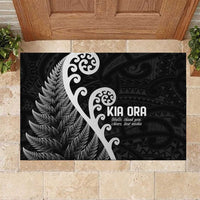 Kia Ora Maori Language Rubber Doormat Te Reo Maori Koru Fern Art LT9 Black - Polynesian Pride