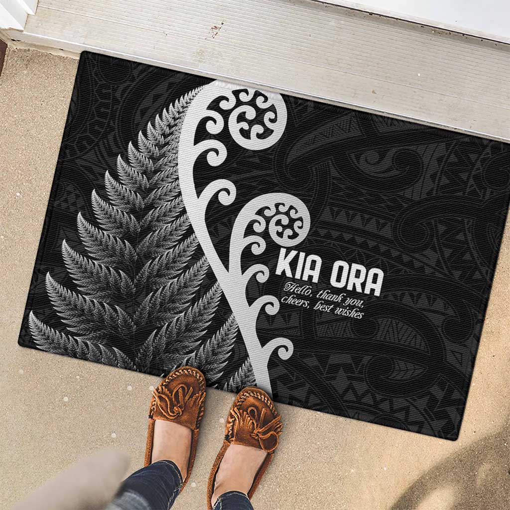 Kia Ora Maori Language Rubber Doormat Te Reo Maori Koru Fern Art LT9 - Polynesian Pride