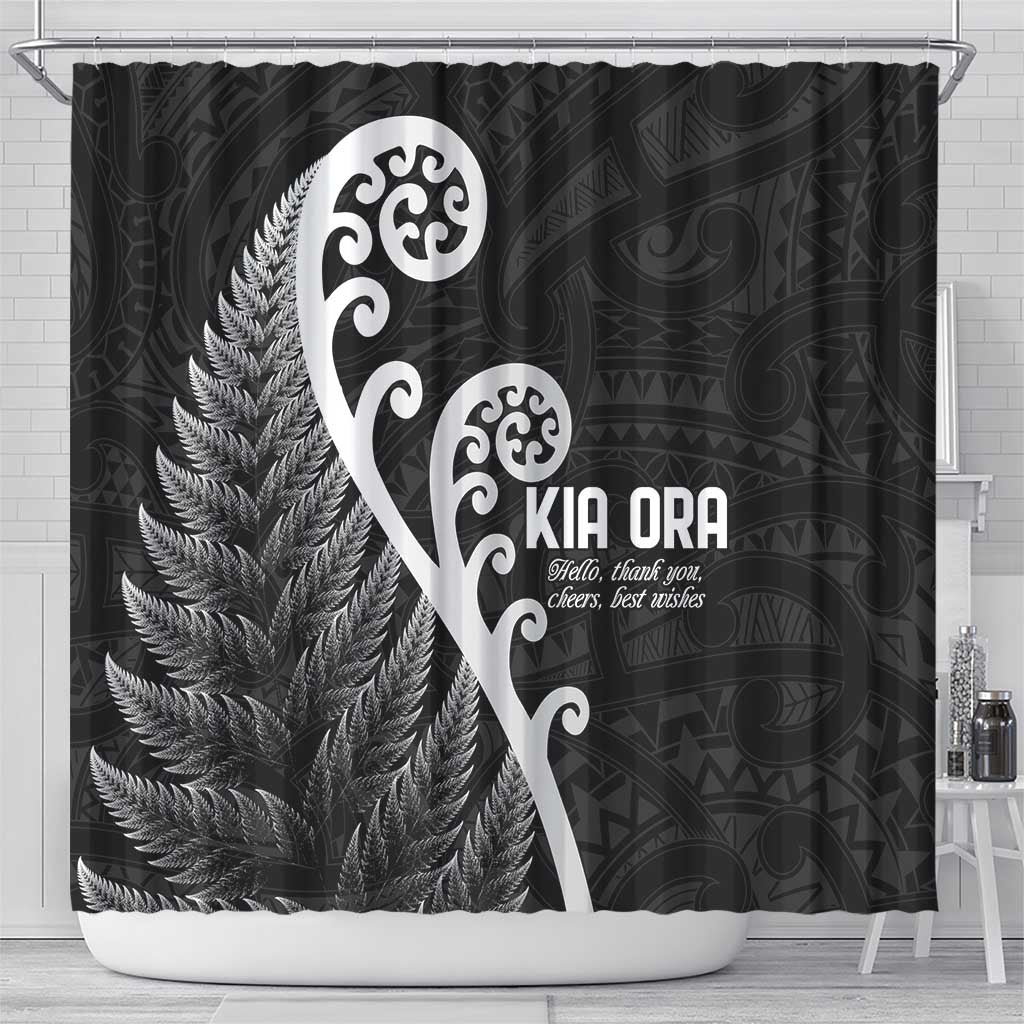 Kia Ora Maori Language Shower Curtain Te Reo Maori Koru Fern Art LT9 - Polynesian Pride