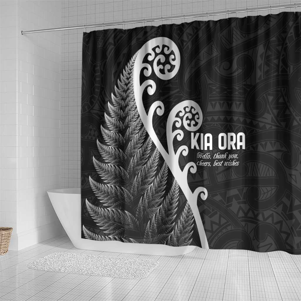 Kia Ora Maori Language Shower Curtain Te Reo Maori Koru Fern Art LT9 - Polynesian Pride