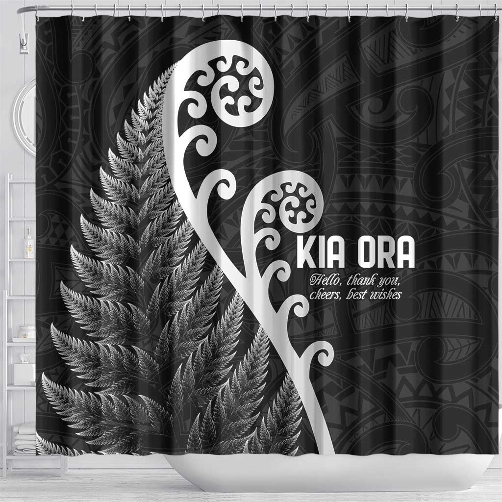 Kia Ora Maori Language Shower Curtain Te Reo Maori Koru Fern Art LT9 - Polynesian Pride