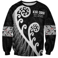 Kia Ora Maori Language Sweatshirt Te Reo Maori Koru Fern Art LT9 Unisex Black - Polynesian Pride
