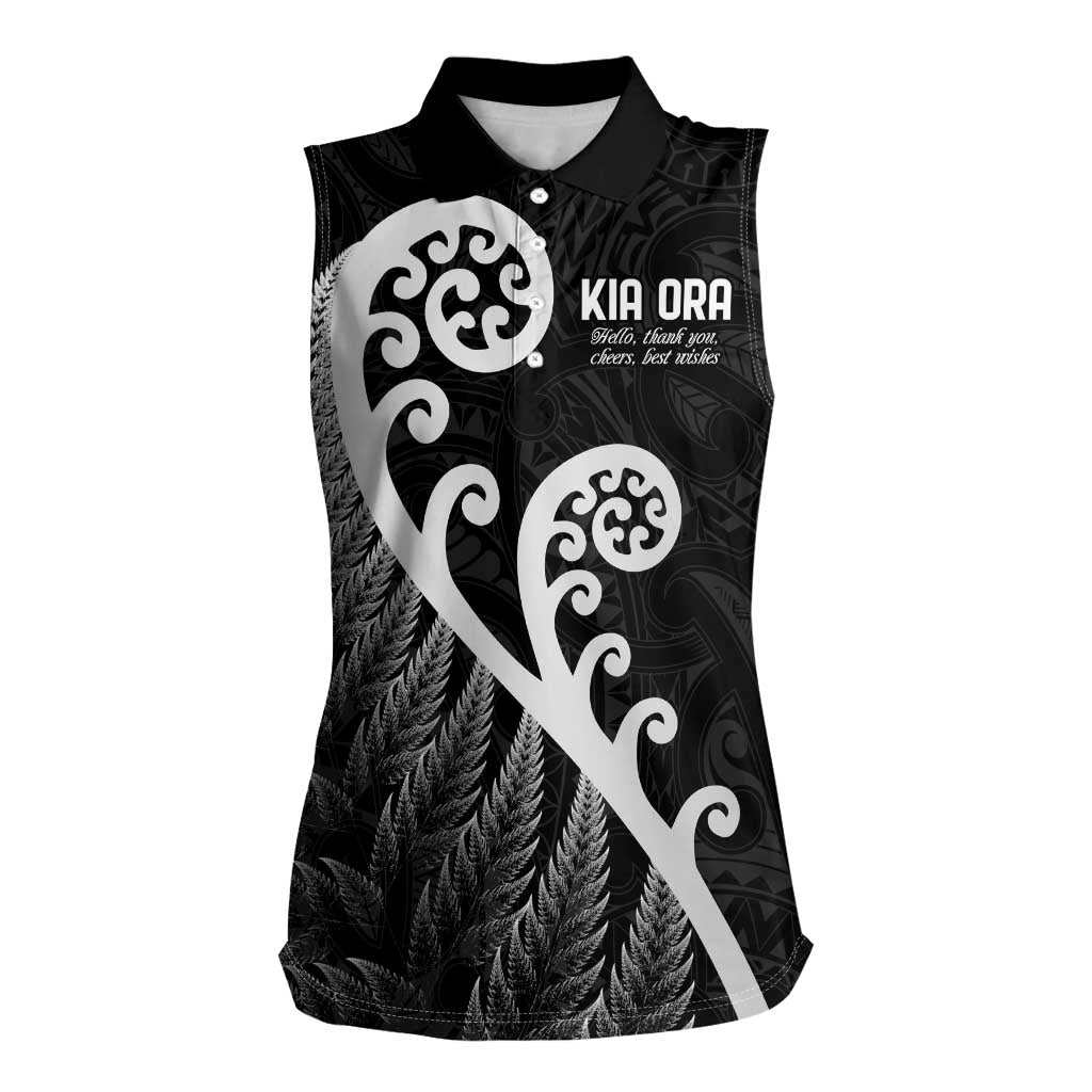 Kia Ora Maori Language Women Sleeveless Polo Shirt Te Reo Maori Koru Fern Art