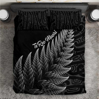 New Zealand Te Reo Mori Bedding Set Simple Black Fern LT9 Black - Polynesian Pride