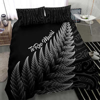 New Zealand Te Reo Mori Bedding Set Simple Black Fern LT9 - Polynesian Pride