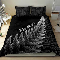 New Zealand Te Reo Mori Bedding Set Simple Black Fern LT9 - Polynesian Pride