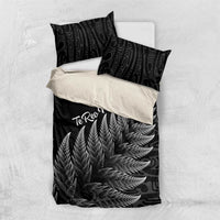 New Zealand Te Reo Mori Bedding Set Simple Black Fern LT9 US Twin 172cm x 218cm Black - Polynesian Pride