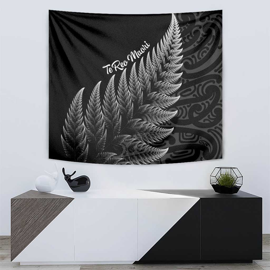 New Zealand Te Reo Mori Tapestry Simple Black Fern LT9 - Polynesian Pride