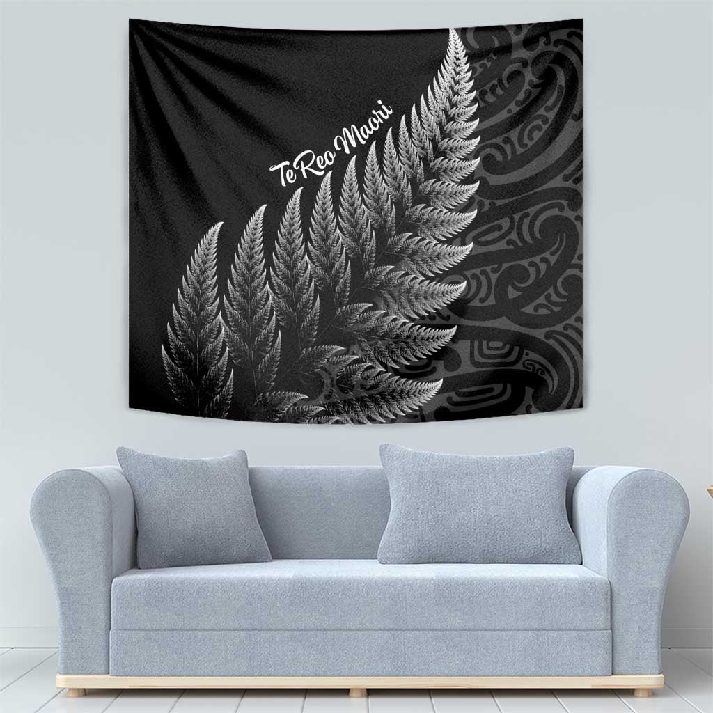 New Zealand Te Reo Mori Tapestry Simple Black Fern LT9 - Polynesian Pride