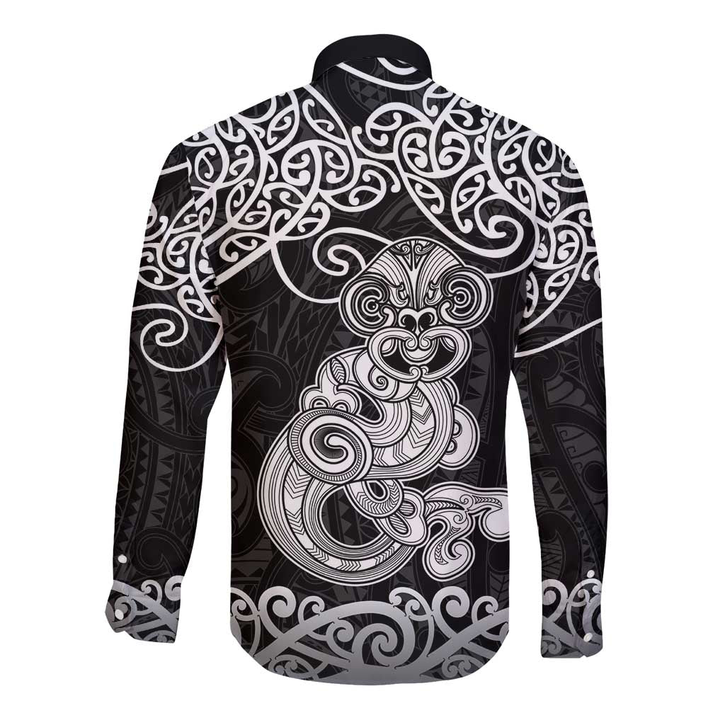 Te Reo Maori Tiki Inspired Art Long Sleeve Button Shirt LT9 - Polynesian Pride