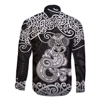Te Reo Maori Tiki Inspired Art Long Sleeve Button Shirt LT9 - Polynesian Pride