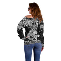 Te Reo Maori Tiki Inspired Art Off Shoulder Sweater LT9 - Polynesian Pride