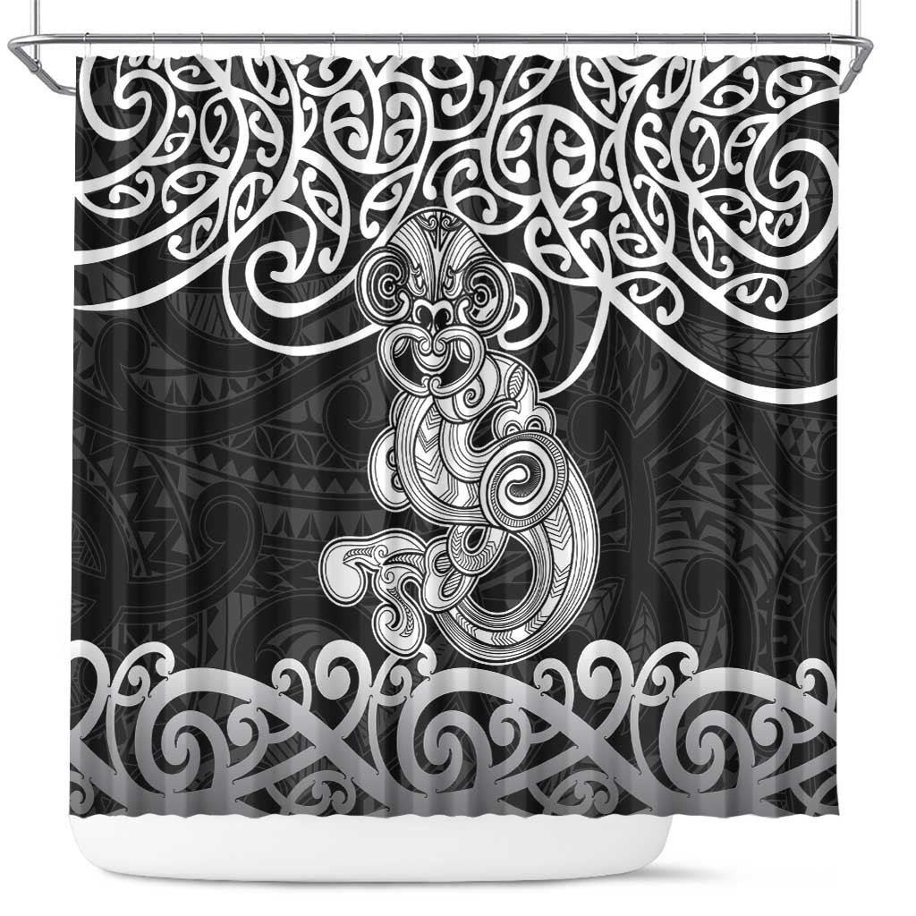 Te Reo Maori Tiki Inspired Art Shower Curtain LT9 Black - Polynesian Pride