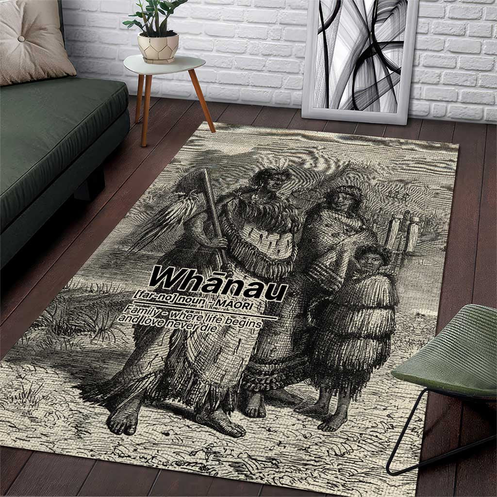Whanau Maori Language Area Rug Te Reo Maori Inspired Art LT9 Nude - Polynesian Pride