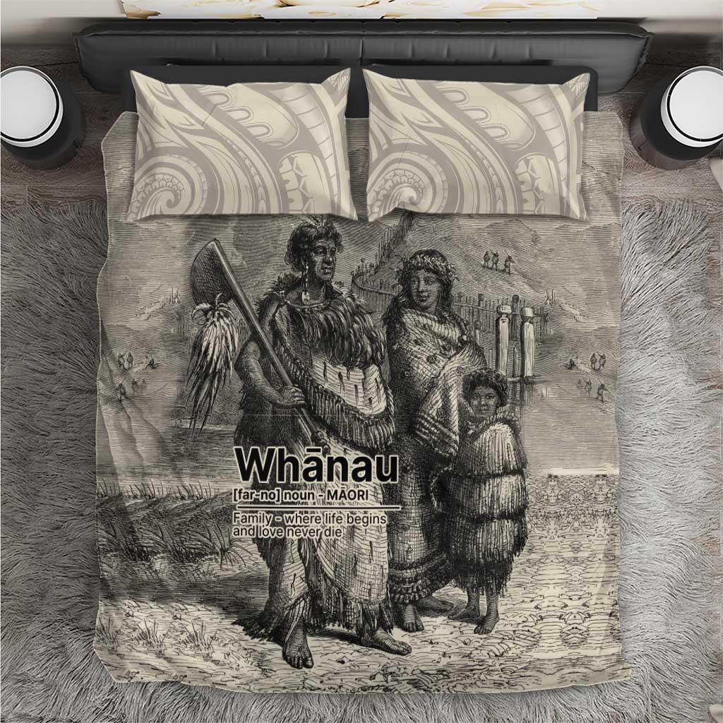 Whanau Maori Language Bedding Set Te Reo Maori Inspired Art LT9 Nude - Polynesian Pride