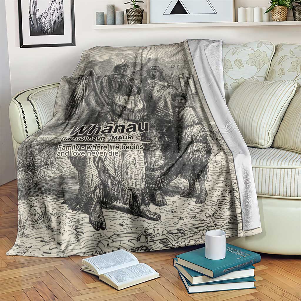 Whanau Maori Language Blanket Te Reo Maori Inspired Art LT9 Nude - Polynesian Pride