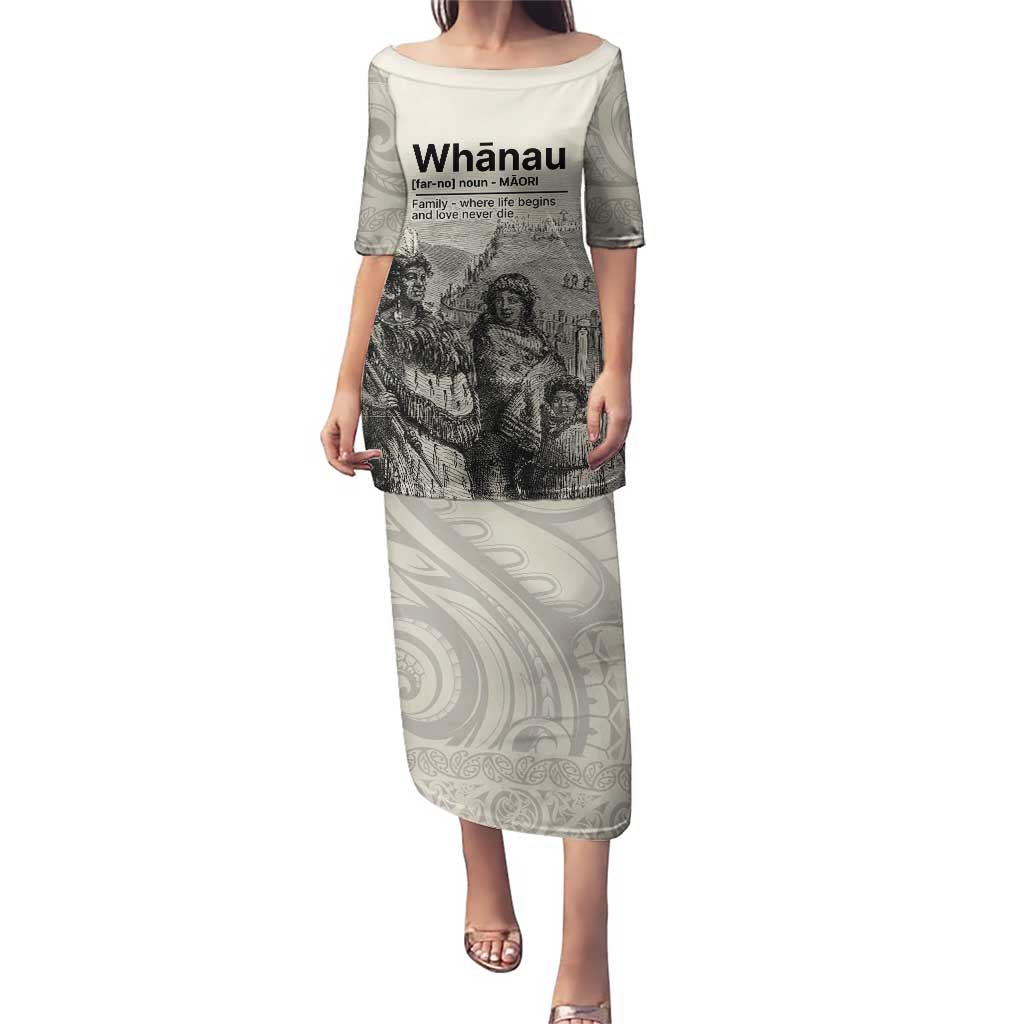 Whanau Maori Language Puletasi Te Reo Maori Inspired Art LT9 Long Dress Nude - Polynesian Pride