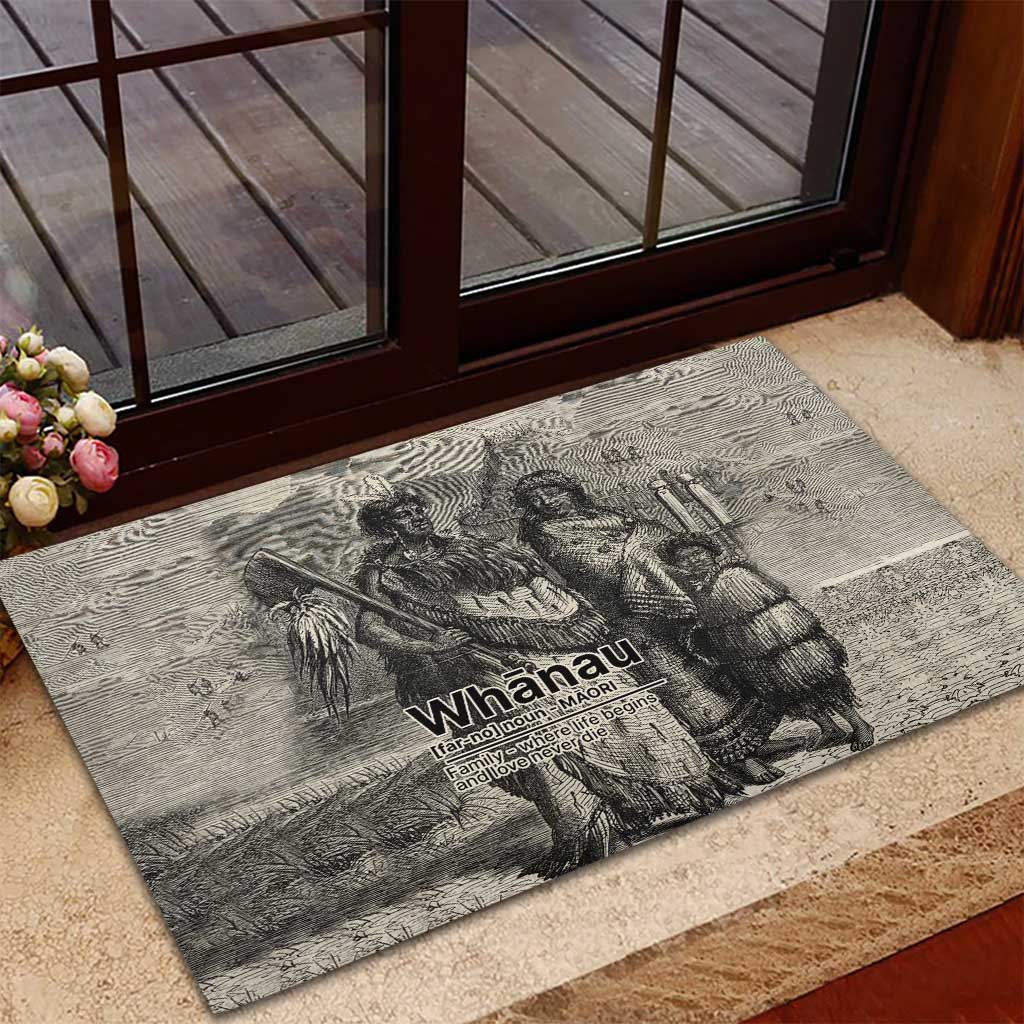 Whanau Maori Language Rubber Doormat Te Reo Maori Inspired Art LT9 - Polynesian Pride