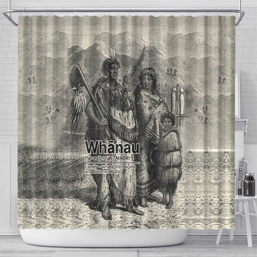 Whanau Maori Language Shower Curtain Te Reo Maori Inspired Art LT9 - Polynesian Pride
