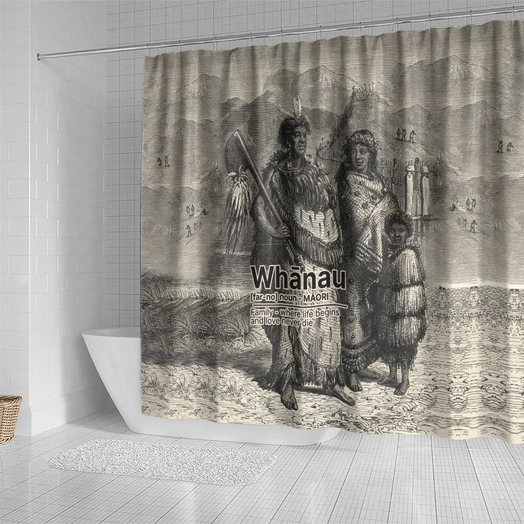 Whanau Maori Language Shower Curtain Te Reo Maori Inspired Art LT9 - Polynesian Pride