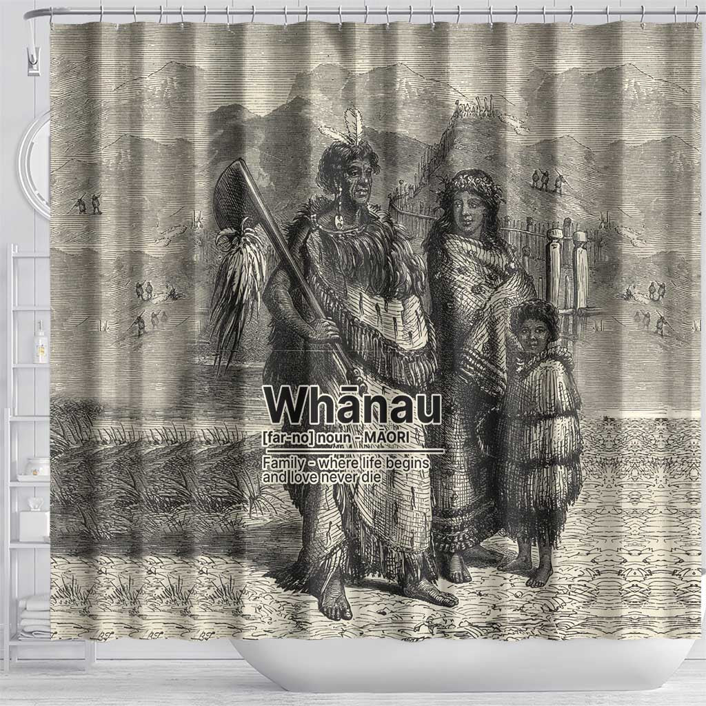 Whanau Maori Language Shower Curtain Te Reo Maori Inspired Art LT9 - Polynesian Pride