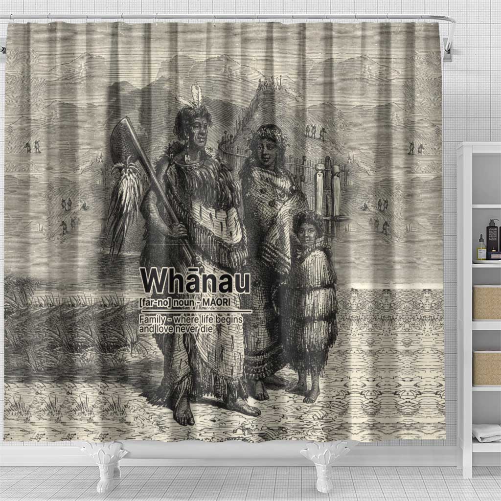 Whanau Maori Language Shower Curtain Te Reo Maori Inspired Art LT9 - Polynesian Pride