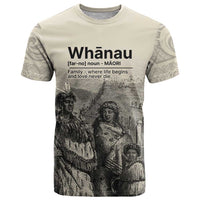 Whanau Maori Language T Shirt Te Reo Maori Inspired Art LT9 Nude - Polynesian Pride
