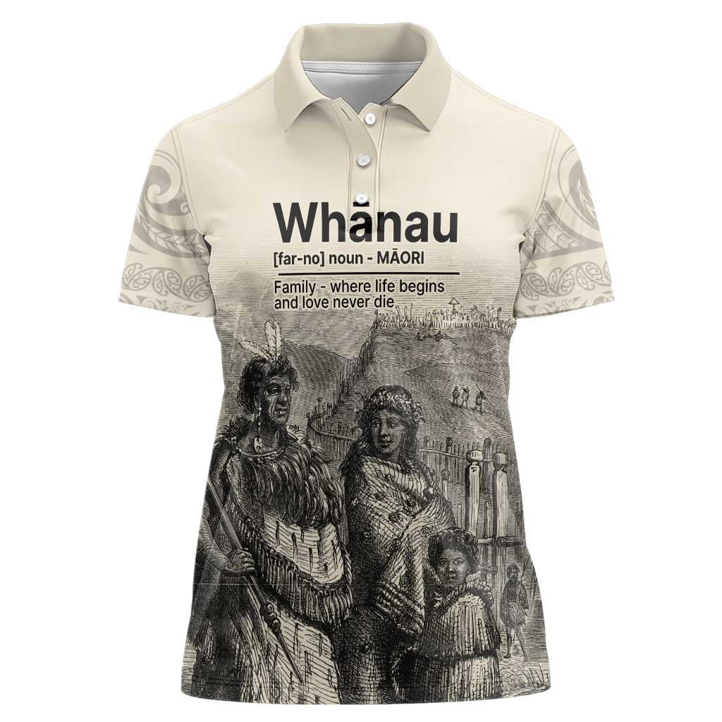 Whanau Maori Language Women Polo Shirt Te Reo Maori Inspired Art