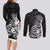 Polynesian Sunset Plumeria Couples Matching Long Sleeve Bodycon Dress and Long Sleeve Button Shirts Pacific Island Tribal Black Style LT9 - Polynesian Pride