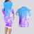 Polynesian Sunset Plumeria Couples Matching Long Sleeve Bodycon Dress and Hawaiian Shirt Pacific Island Tribal Blue Style LT9 - Polynesian Pride