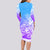 Polynesian Sunset Plumeria Long Sleeve Bodycon Dress Pacific Island Tribal Blue Style LT9 - Polynesian Pride