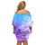 Polynesian Sunset Plumeria Off Shoulder Short Dress Pacific Island Tribal Blue Style LT9 - Polynesian Pride