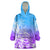 Polynesian Sunset Plumeria Wearable Blanket Hoodie Pacific Island Tribal Blue Style LT9 One Size Blue - Polynesian Pride