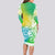 Polynesian Sunset Plumeria Long Sleeve Bodycon Dress Pacific Island Tribal Green Style LT9 - Polynesian Pride