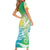 Polynesian Sunset Plumeria Short Sleeve Bodycon Dress Pacific Island Tribal Green Style LT9 - Polynesian Pride