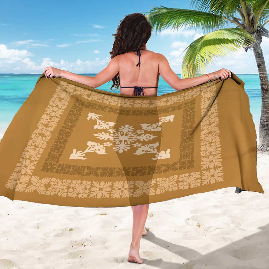 Hawaiian Quilt Block Design Sarong Gold Hawaii Culture Motifs LT9 - Polynesian Pride