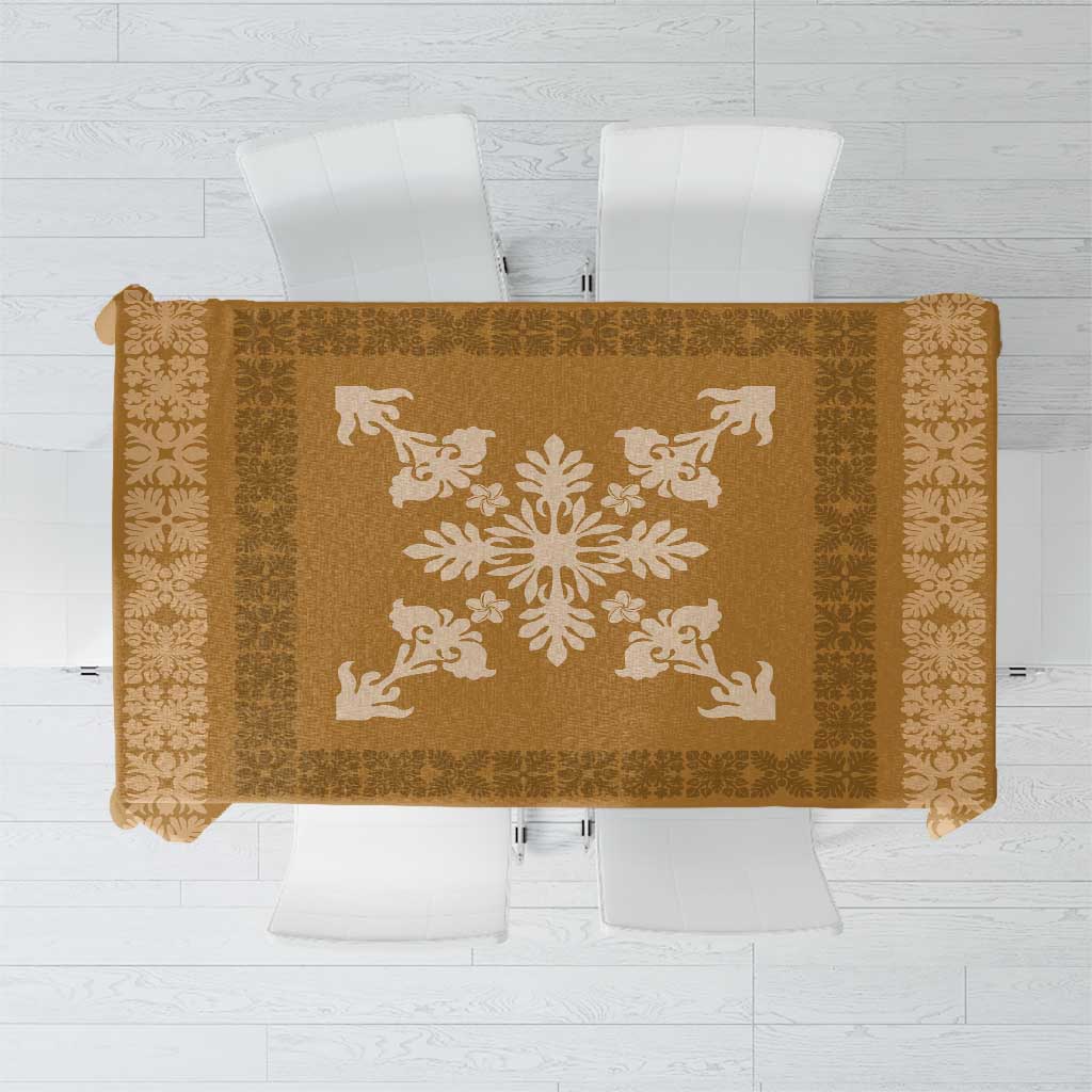 Hawaiian Quilt Block Design Tablecloth Gold Hawaii Culture Motifs LT9 Gold - Polynesian Pride