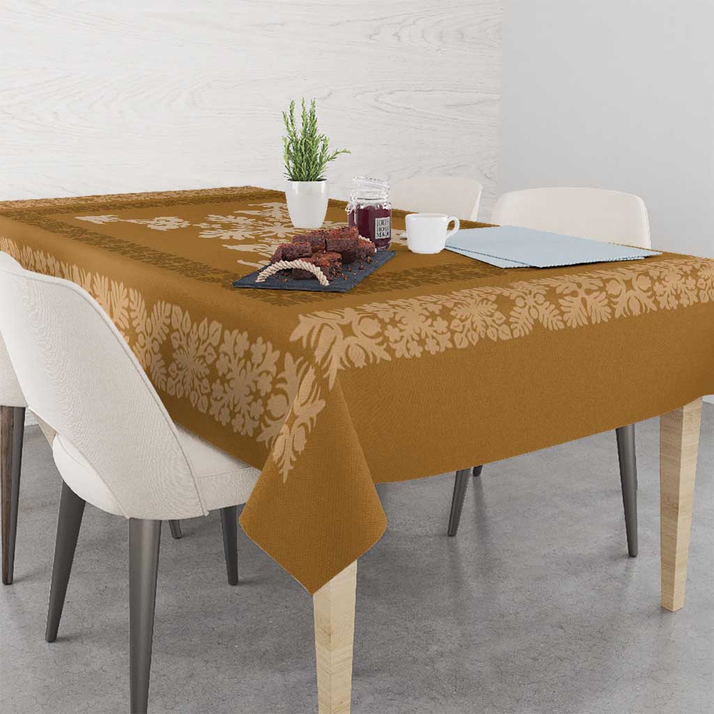 Hawaiian Quilt Block Design Tablecloth Gold Hawaii Culture Motifs LT9 - Polynesian Pride