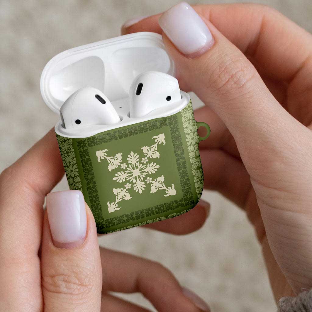 Hawaiian Quilt Block Design AirPods Case Lime Hawaii Culture Motifs LT9 - Polynesian Pride