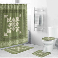 Hawaiian Quilt Block Design Bathroom Set Lime Hawaii Culture Motifs LT9 Bathroom Set (4 pcs) Lime - Polynesian Pride