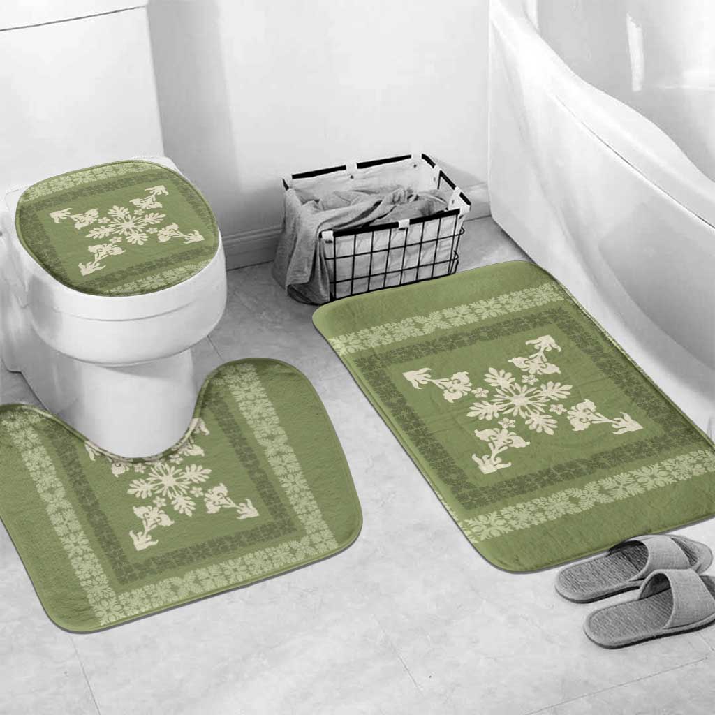 Hawaiian Quilt Block Design Bathroom Set Lime Hawaii Culture Motifs LT9 Mat Set Only (3 pcs) One Size Lime - Polynesian Pride