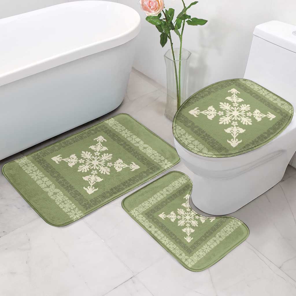 Hawaiian Quilt Block Design Bathroom Set Lime Hawaii Culture Motifs LT9 - Polynesian Pride