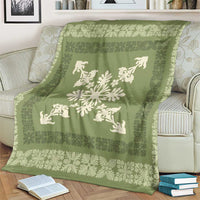 Hawaiian Quilt Block Design Blanket Lime Hawaii Culture Motifs LT9 - Polynesian Pride