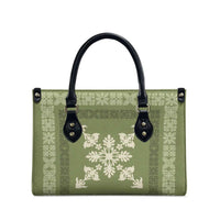 Hawaiian Quilt Block Design Leather Bag Lime Hawaii Culture Motifs LT9 - Polynesian Pride